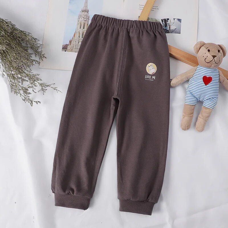 Comfy Cotton Kids' Sweatpants: Cartoon Pattern Leisure Trousers for Toddlers & Young Children