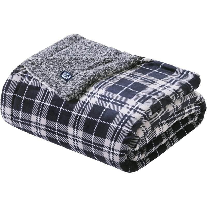 Luxury Plaid King Blanket with Sherpa Reverse