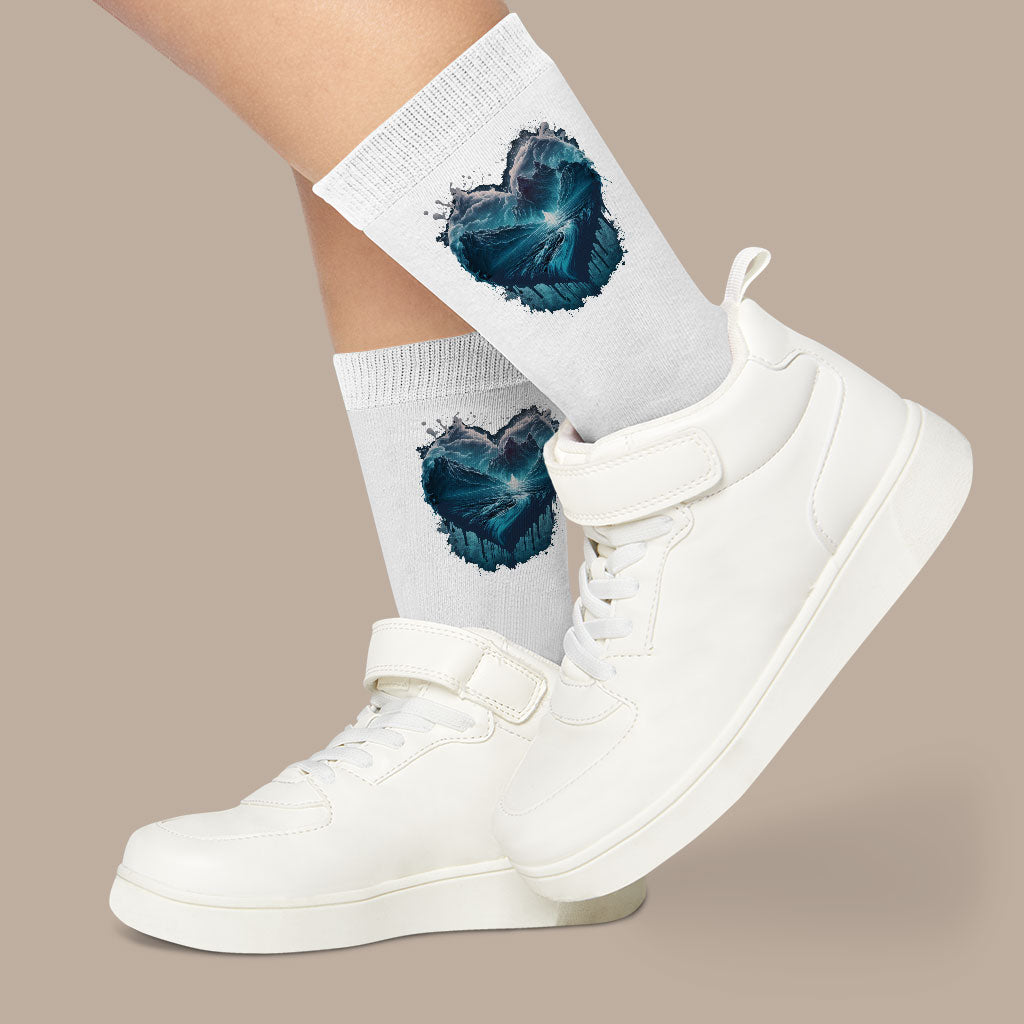 Ice Print Socks - Graphic Novelty Socks - Beautiful Crew Socks