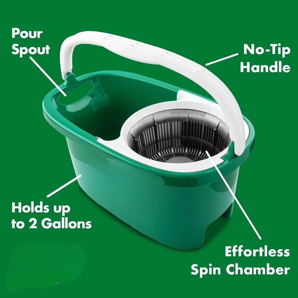 360° Spin Mop & Bucket - Microfiber Head with Adjustable Handle and Corrosion-Resistant Bucket