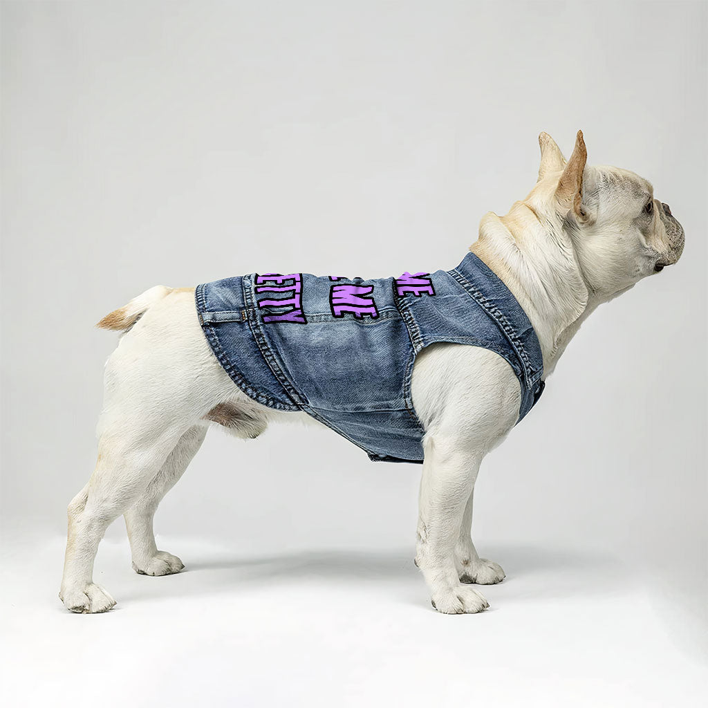 Feed Me Dog Denim Vest - Word Design Dog Denim Jacket - Dog Theme Dog Clothing