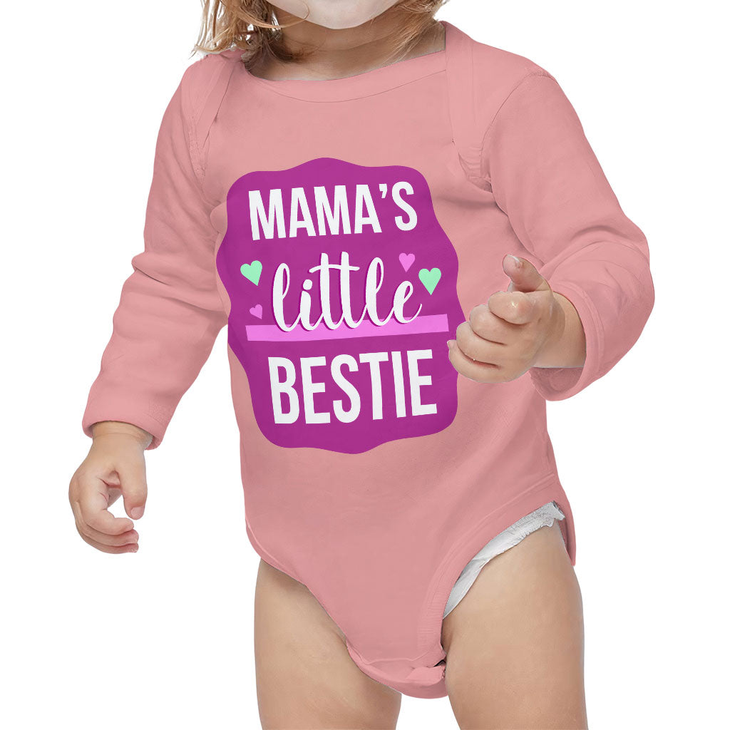 Mama's Bestie Baby Long Sleeve Onesie - Trendy Baby Long Sleeve Bodysuit - Graphic Baby One-Piece