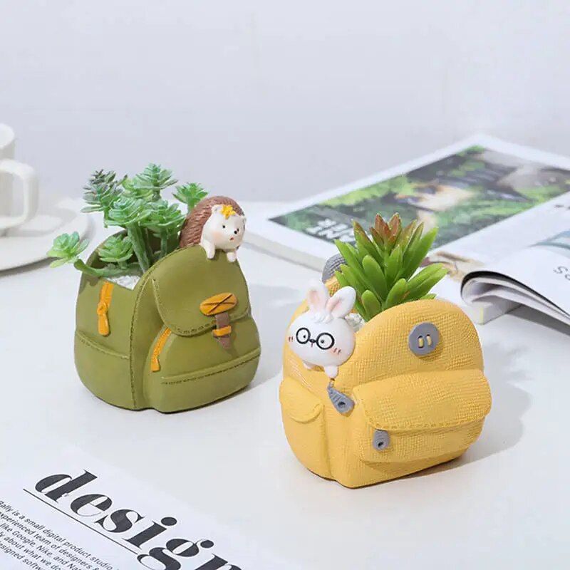 Charming Cartoon Animal Resin Plant Pot