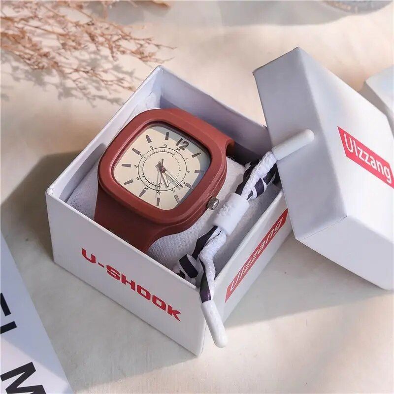 Korean Style Quartz Square Wristwatch