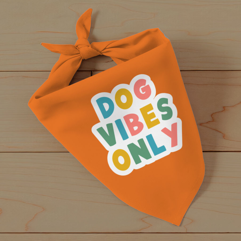 Dog Vibes Only Pet Bandana - Word Art Dog Bandana - Cute Pet Scarf