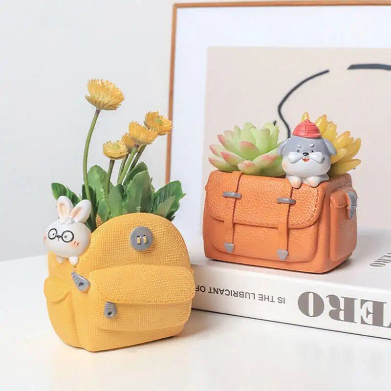 Charming Cartoon Animal Resin Plant Pot