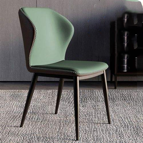 Modern Nordic Leather Dining Chair with Handrails