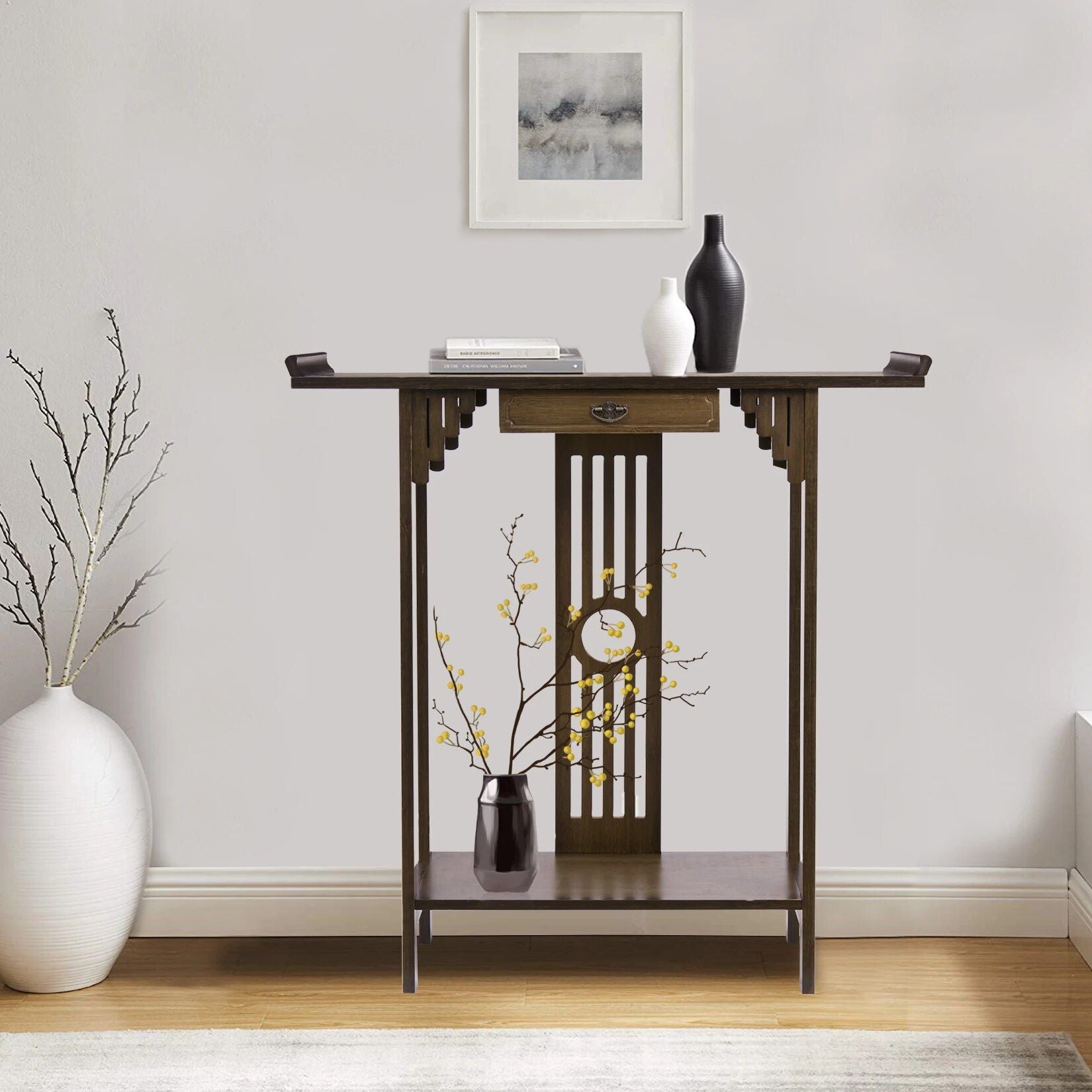 Elegant 32" Bamboo Console Table for Living Room, Hallway, and Entryway