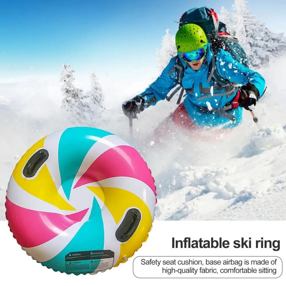 Heavy-Duty Inflatable Snow Tube with Cold-Resistant Snowflake Design