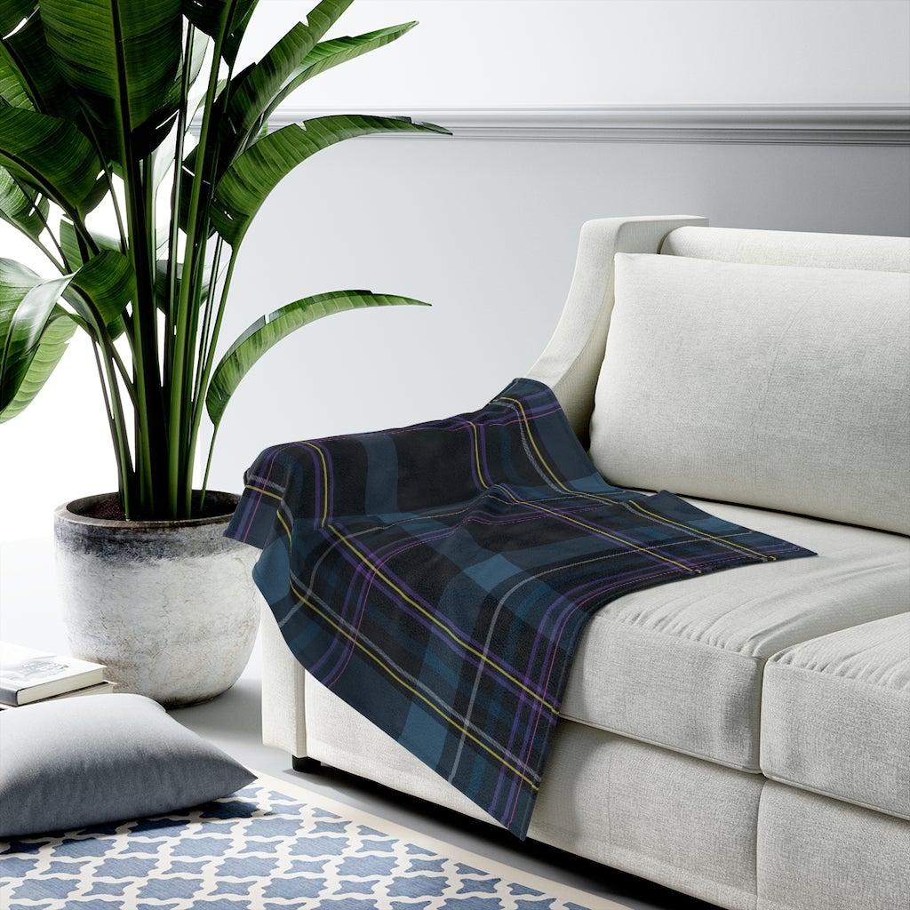 Blue Plaid Plush Throw - 3 Sizes