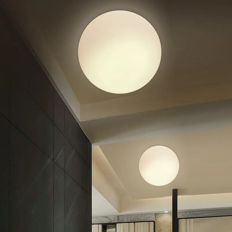 Minimalist Glass White Ball LED Ceiling Light