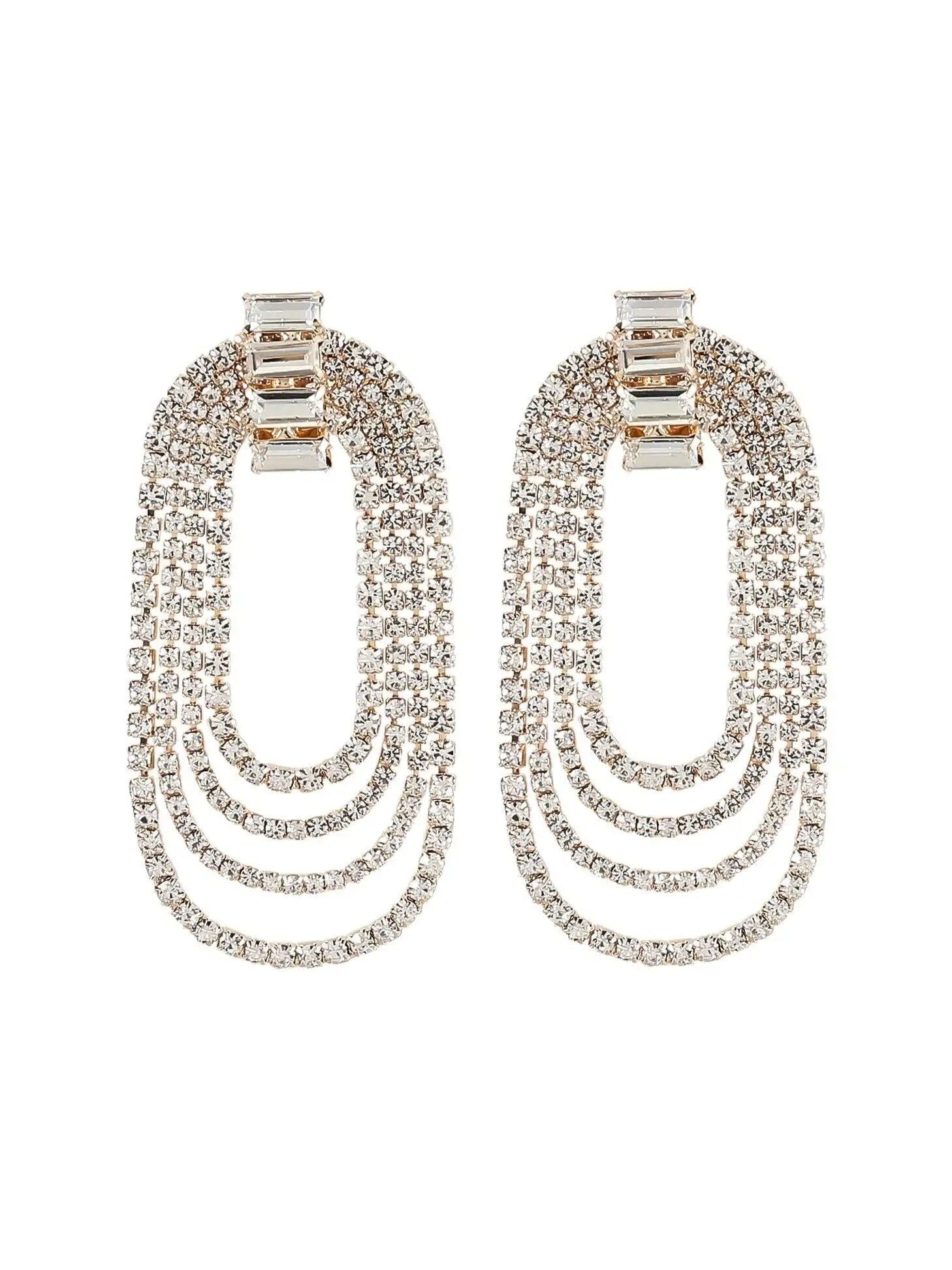 Zirconia Layered Statement Earrings