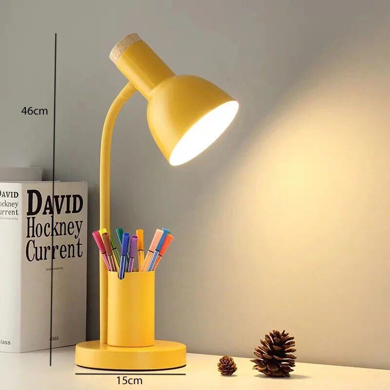 Contemporary Nordic Desk Lamp with Pen Holder - LED Office and Home Decor Light