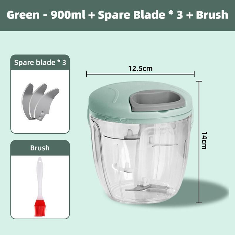 Versatile Manual Food Chopper and Garlic Press - 500/900ml