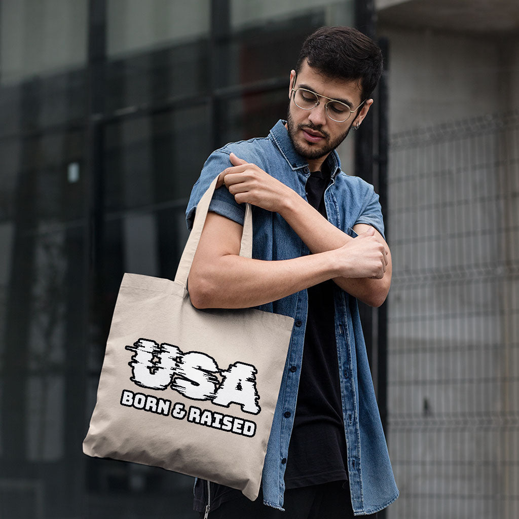 Born in the USA Small Tote Bag - Patriotic Design Shopping Bag - Cool Design Tote Bag