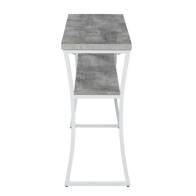 Modern Faux Birch & White Console Table with Shelf