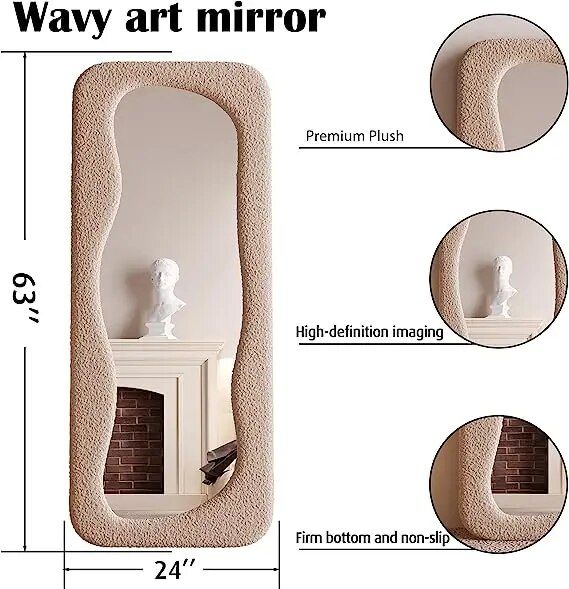 Wavy Arched Full-Length Mirror 63"x24"