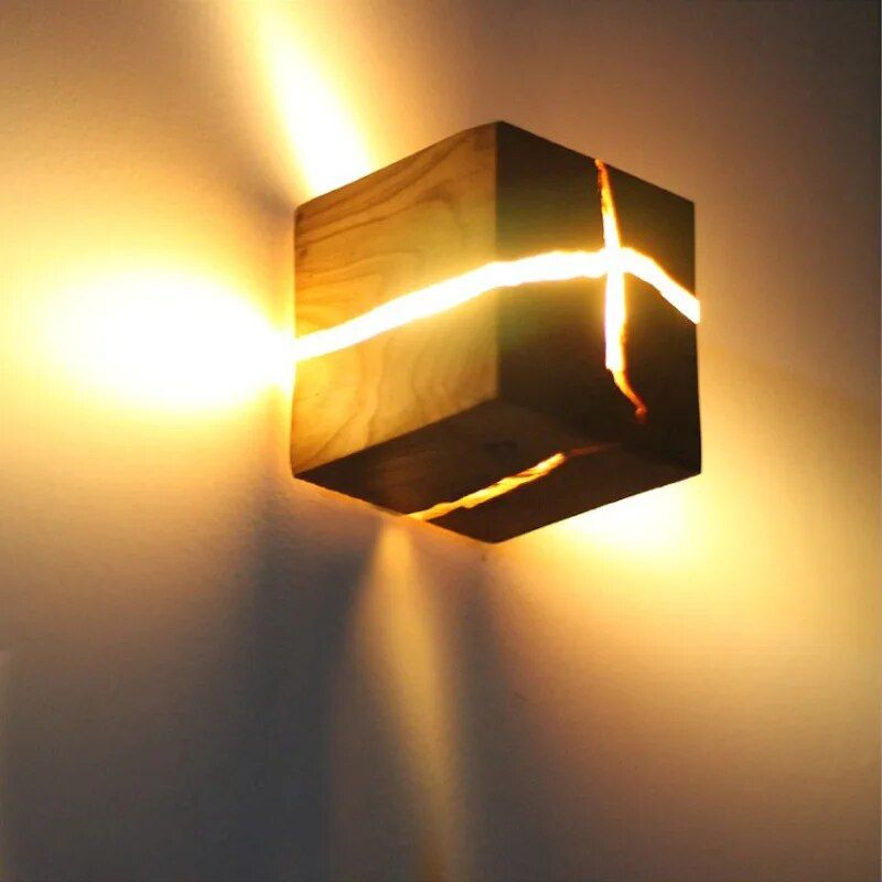 Modern Solid Wood LED Wall Lamp