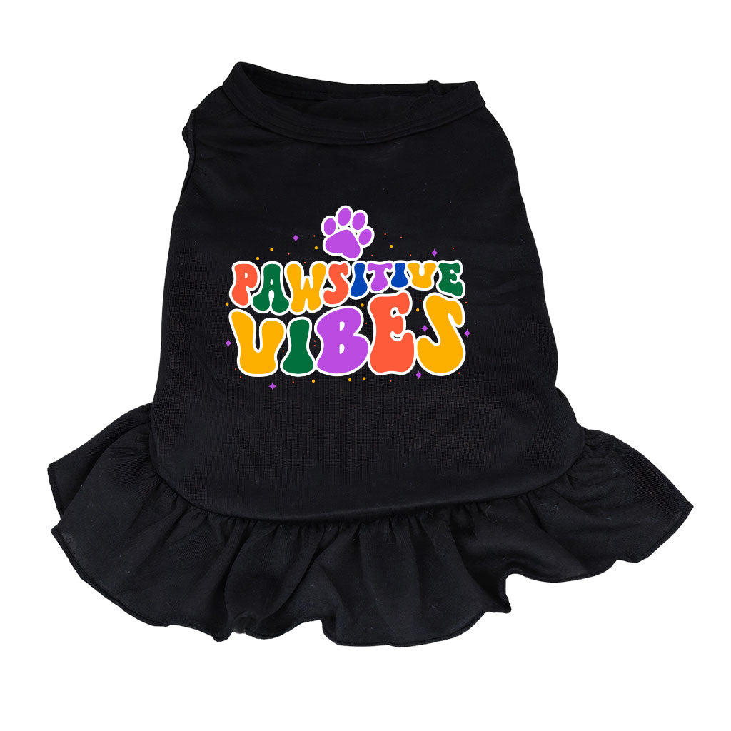 Pawsitive Vibes Dog Sundress - Colorful Text Dog Dress Shirt - Cool Dog Clothing