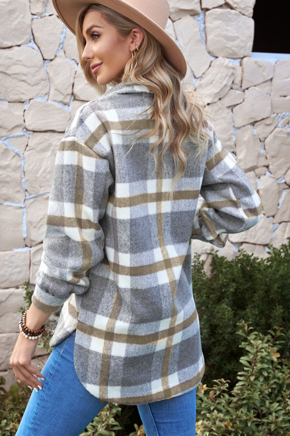 Plaid Dropped Shoulder Pocket Shacket (more color options)