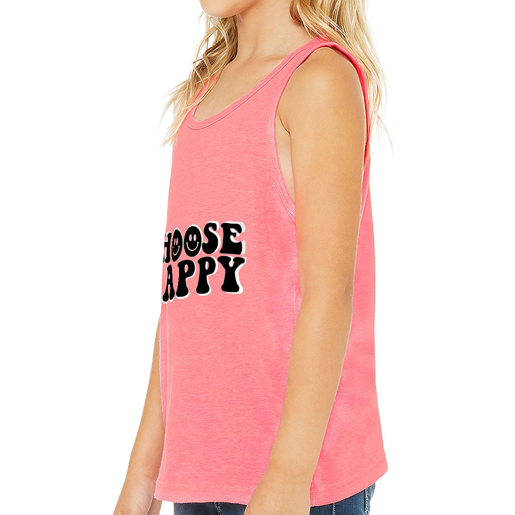 Choose Happy Kids' Jersey Tank - Trendy Sleeveless T-Shirt - Printed Kids' Tank Top