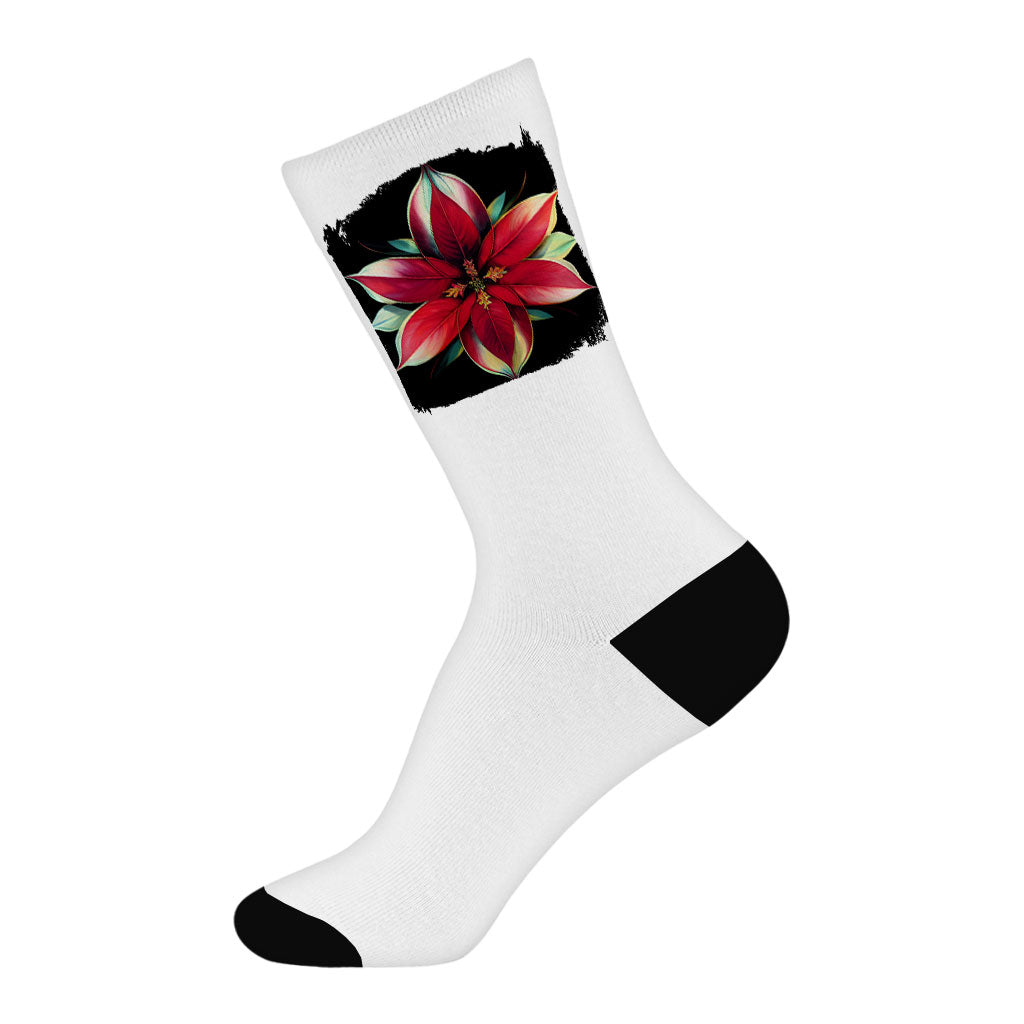 Plant Graphic Socks - Flower Novelty Socks - Beautiful Crew Socks