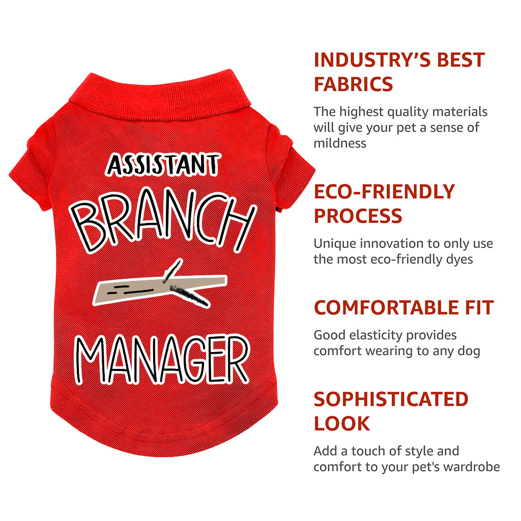 Assistant Branch Manager Dog Polo Shirt - Minimalist Dog T-Shirt - Print Dog Clothing