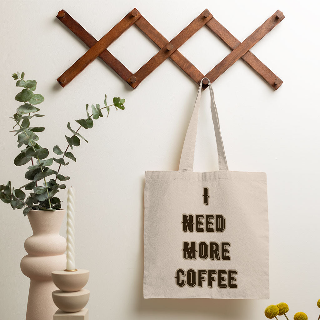 Coffee Themed Small Tote Bag - Cute Quote Shopping Bag - Cool Trendy Tote Bag