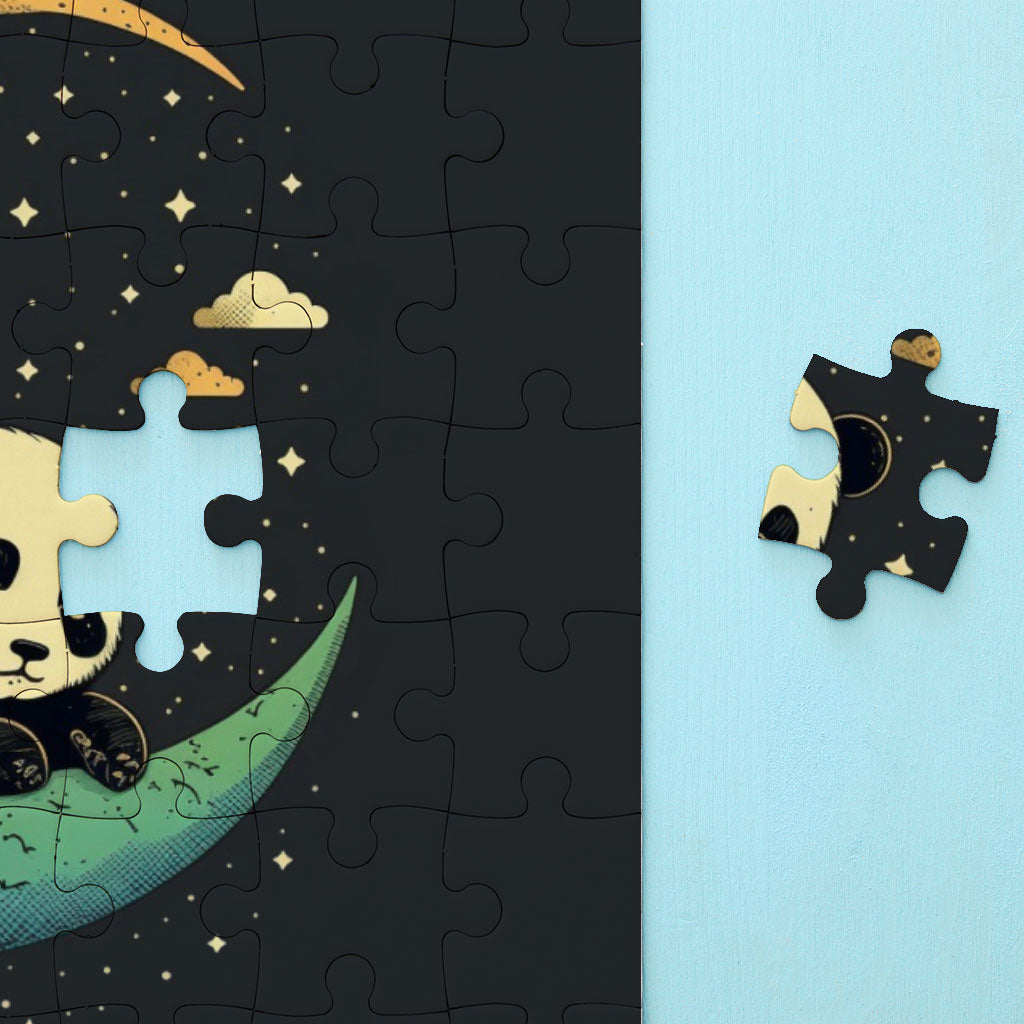 Cute Panda Puzzles - Moon Print Jigsaw Puzzle - Illustration Puzzles