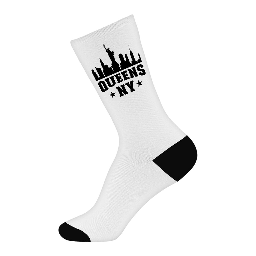 New York Cityscape Socks - City Novelty Socks - Print Crew Socks