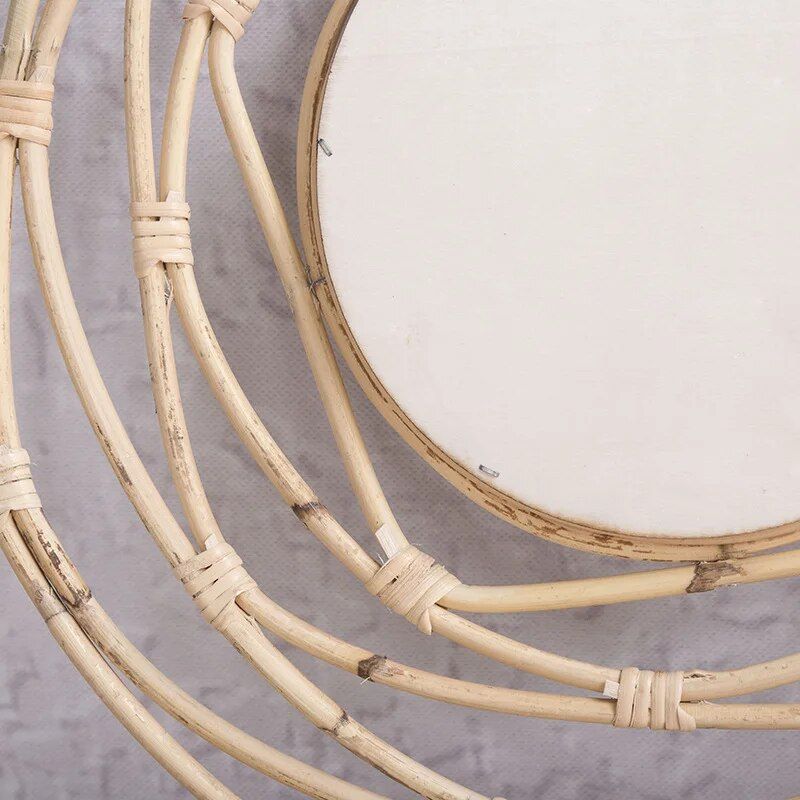 Handcrafted Rattan Round Wall Mirror