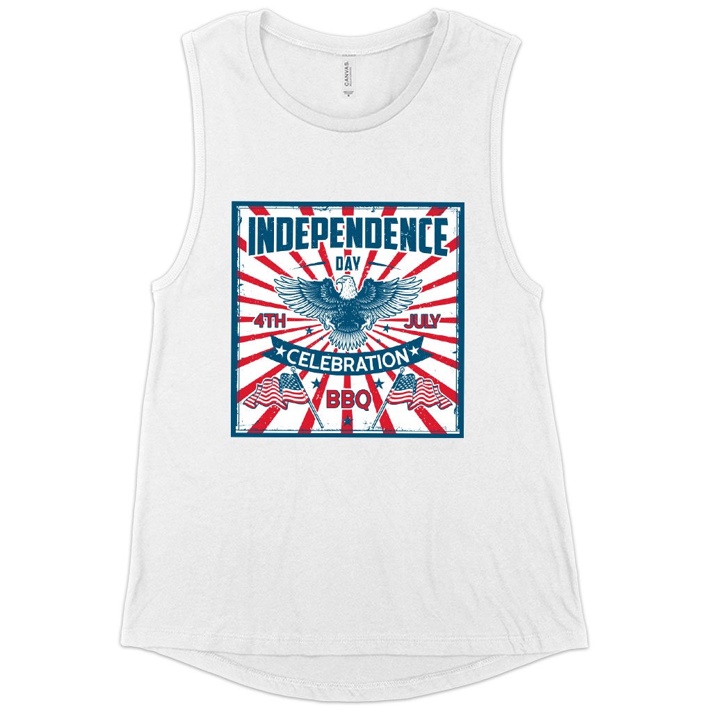 Women's Muscle Independence Day Celebration Tank - Vintage Independence Day Tank - Patriotic Tank