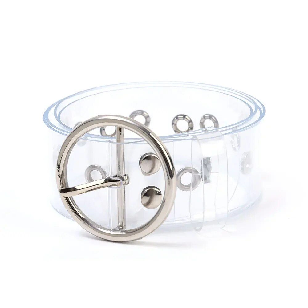 Chic Transparent PVC Women's Belt with Metal Buckle