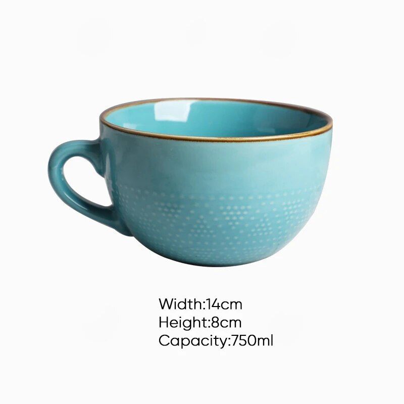 750ml High-Capacity Ceramic Coffee Mug - Multipurpose Porcelain Office and Breakfast Cup