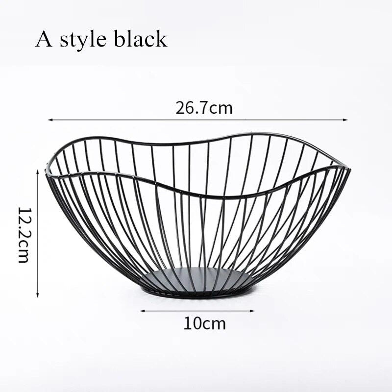 Metal Wire Fruit & Snack Storage Basket - Modern Nordic Design, Multi-Functional Kitchen Organizer