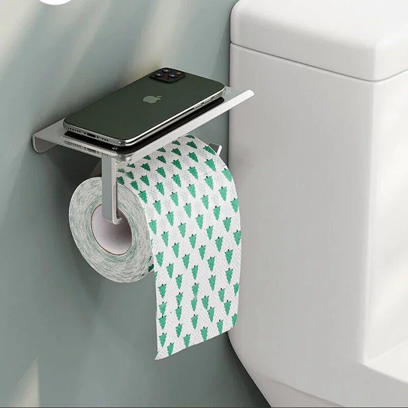 Sleek Aluminum Alloy Toilet Paper Holder with Tray