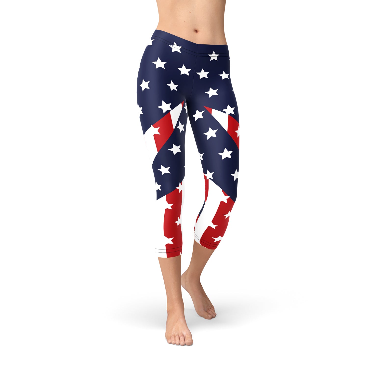 Womens American Flag Capri Leggings | Maroon Sooty