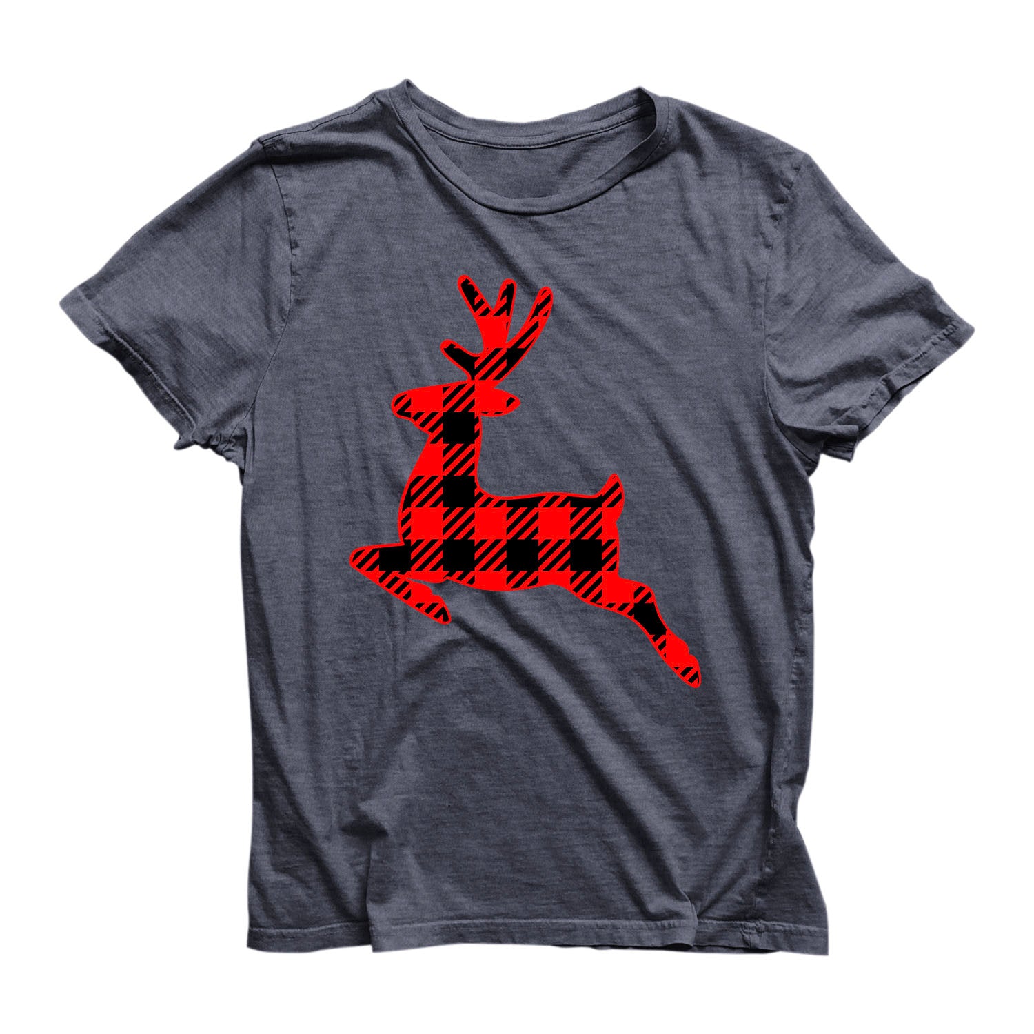 Eco Friendly Recycled Christmas Reindeer Plaid Unisex T-Shirt