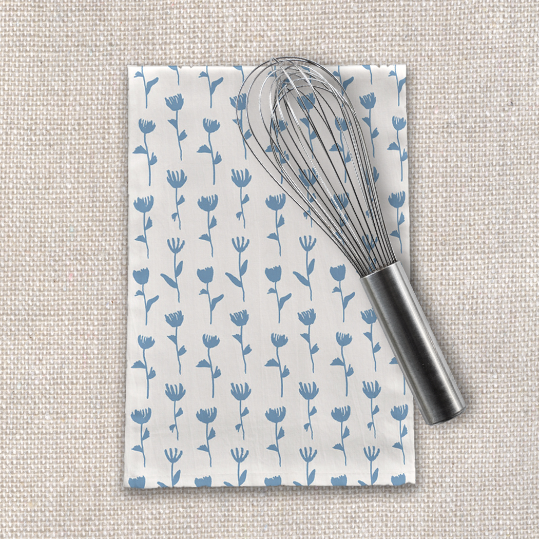 Light Blue Flower Tea Towel