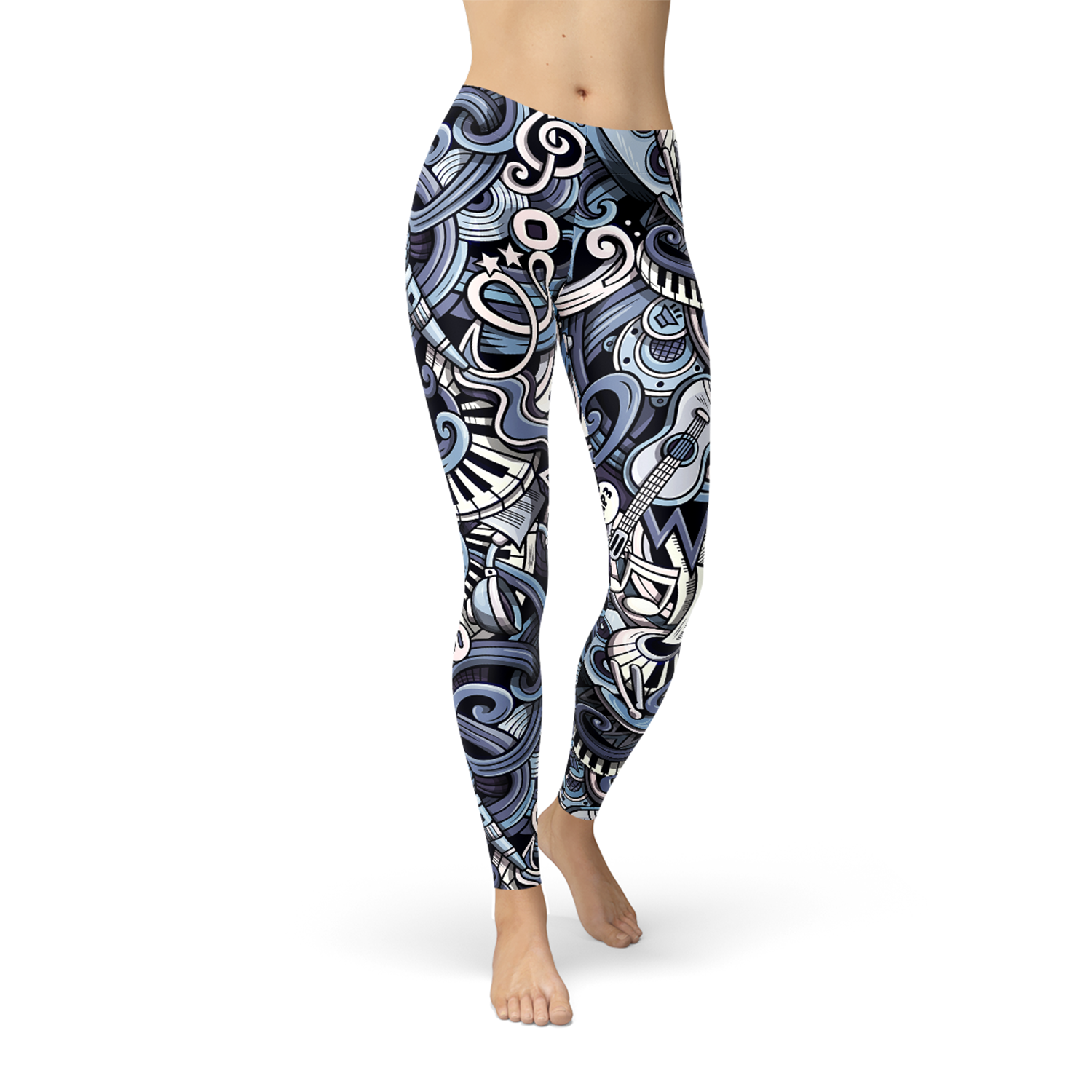 Womens Music Blue Leggings | Maroon Sooty