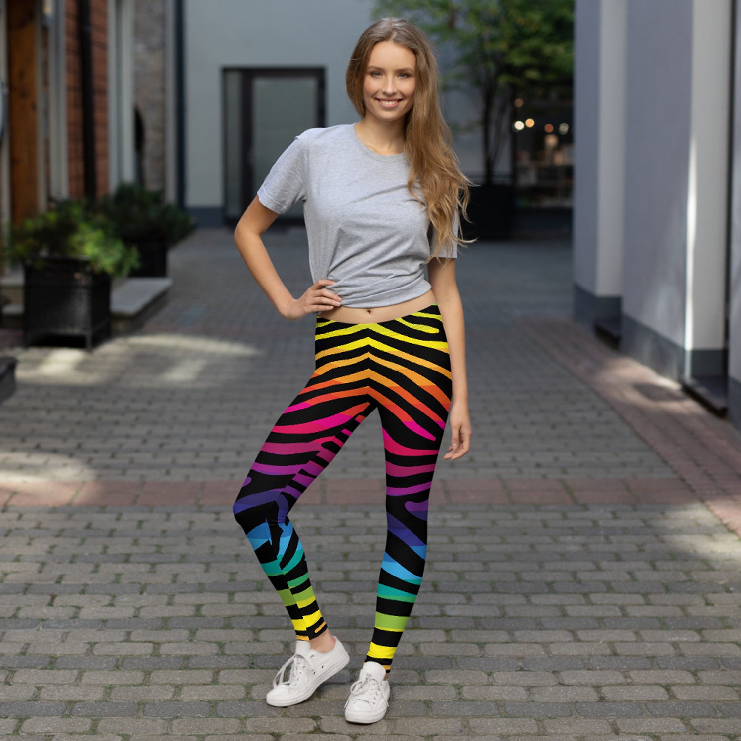 Rainbow Zebra Stripes Leggings for Women