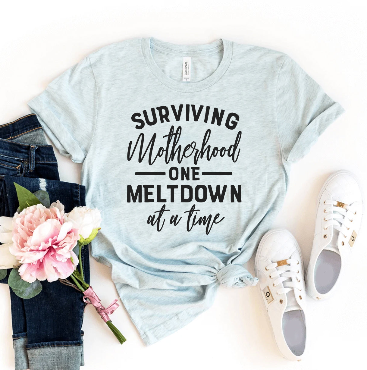 Surviving Motherhood One Meltdown At A Time T-shirt | Agate