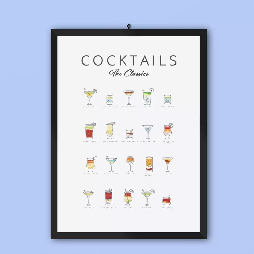 Cocktails Art Poster Decor | Yellow Pandora