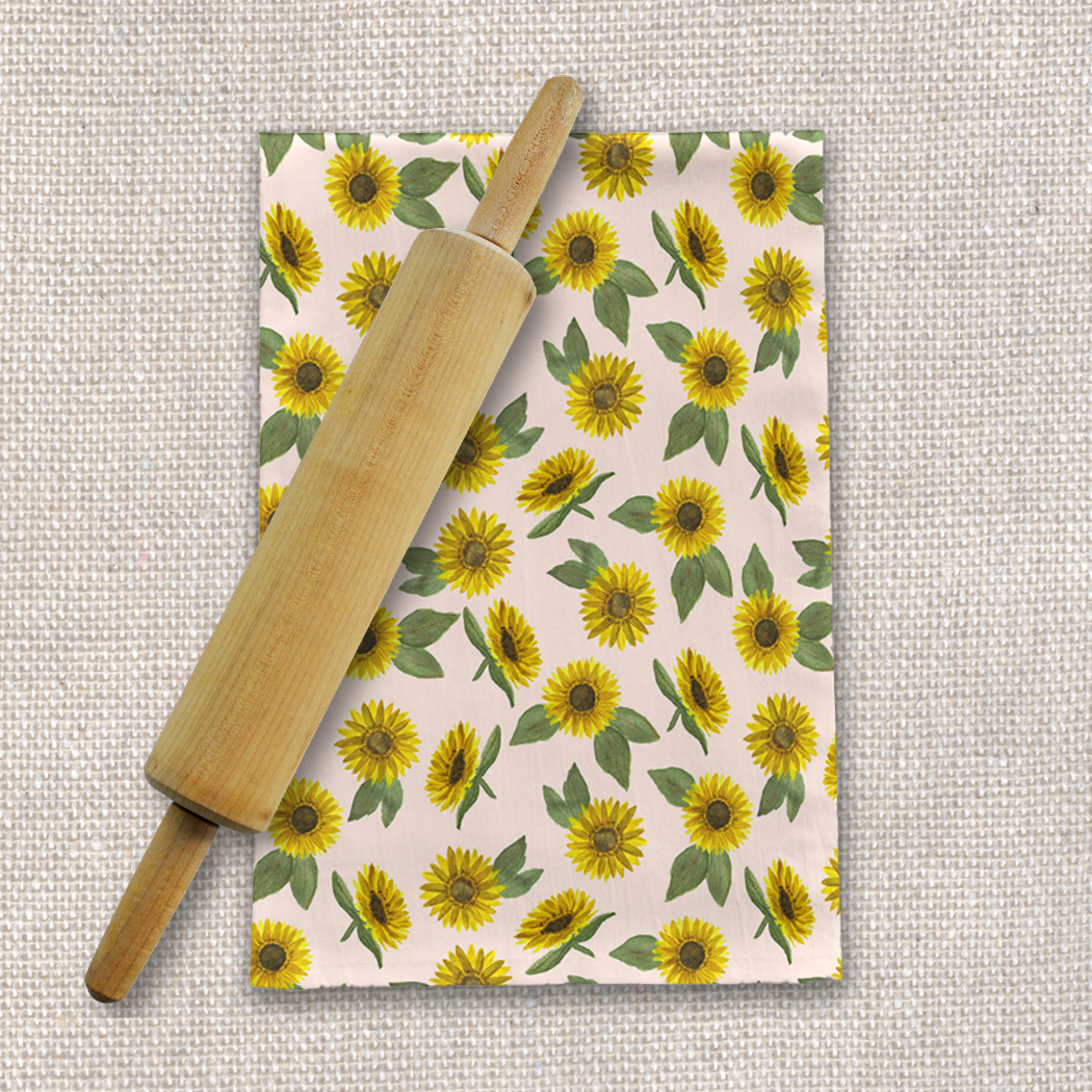 Sunflower Watercolor Tea Towel