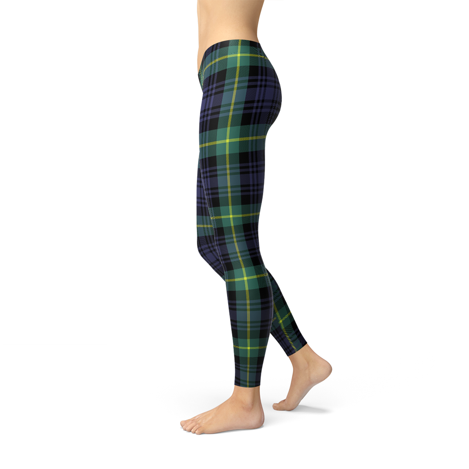 Womens Green and Blue Tartan Leggings