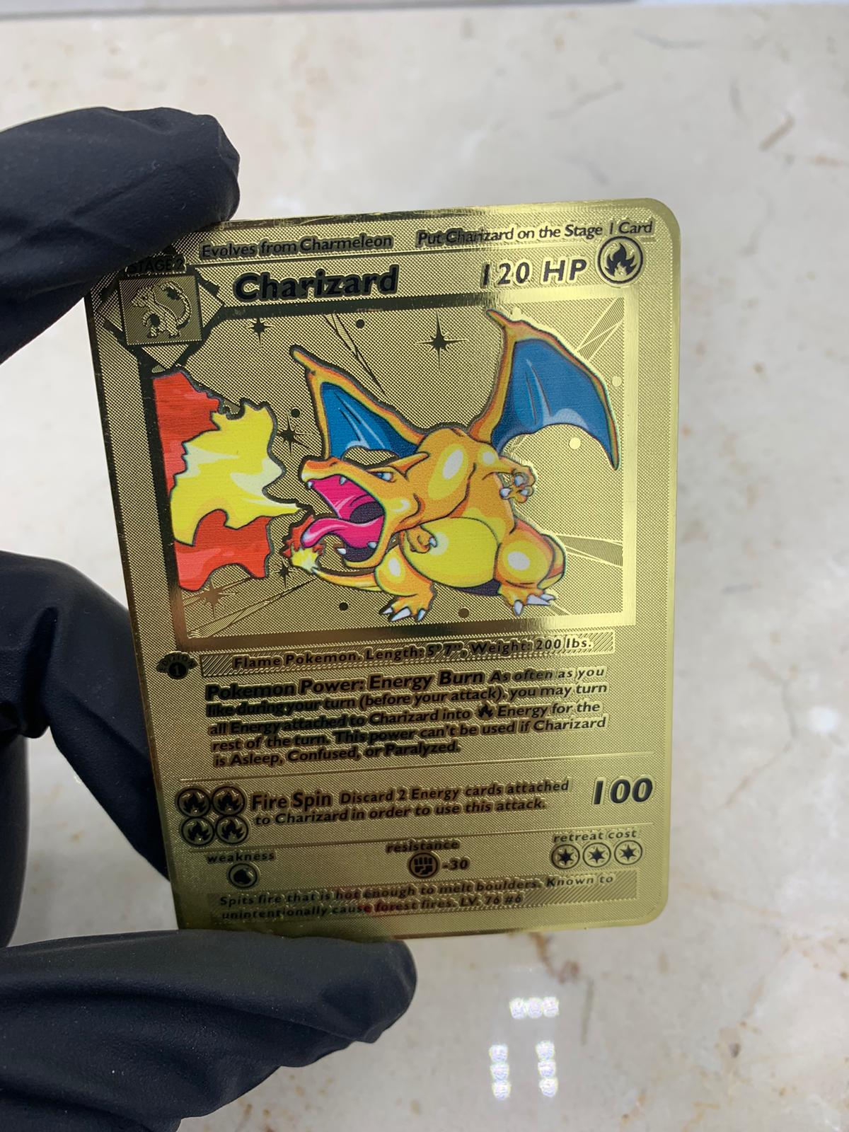 Metal Pokemon Cards Charizard Blastoise Venusaur Base Set Gold