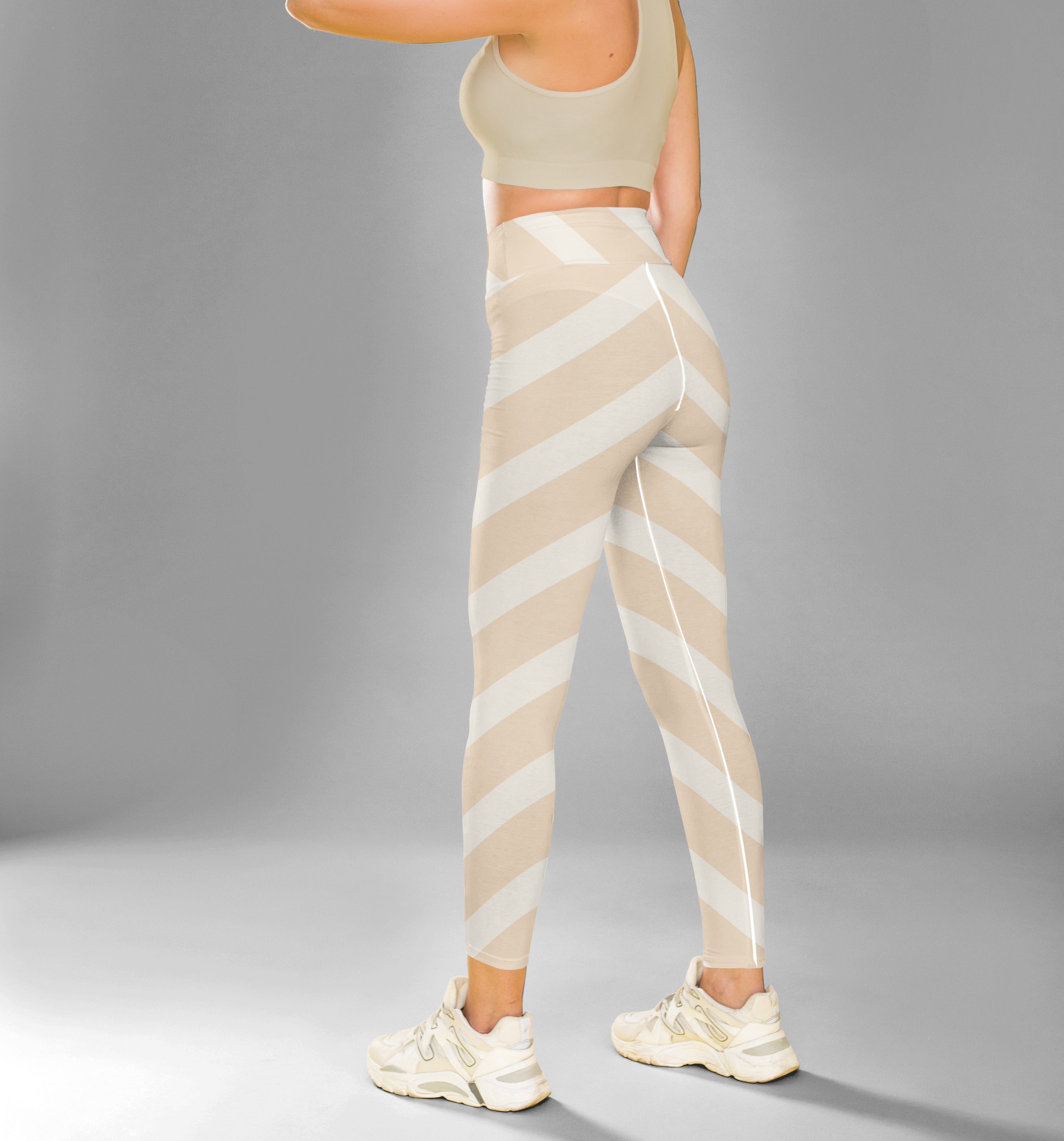 Diagonal Pale Stripes High Waist Legging