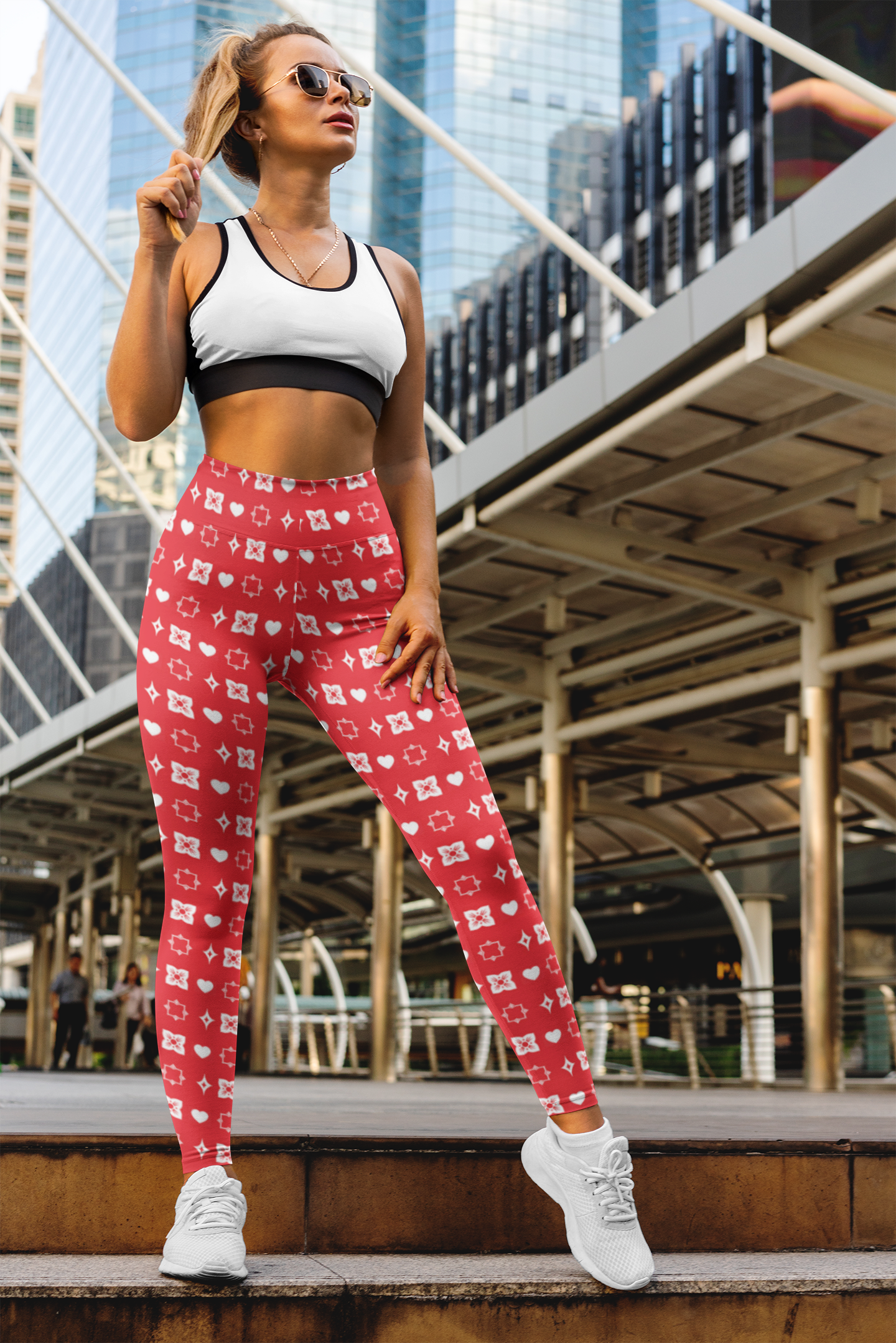 High Waist Red Diamond Leggings