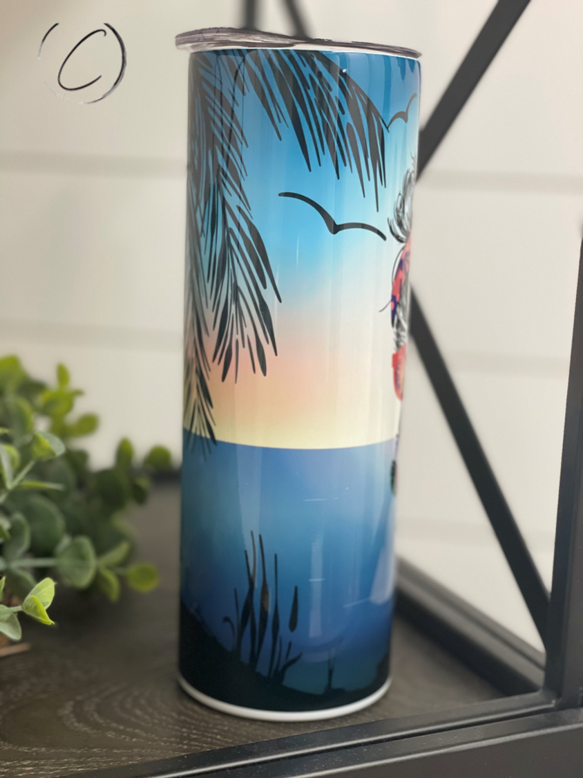 Summer Vibes Messy Bun 20oz Skinny Tumbler