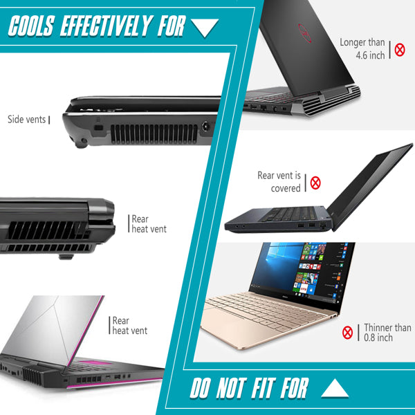 Laptop Cooler with Vacuum Fan Auto-Temp Detection